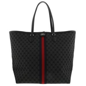 GUCCI BALENCIAGA Hacker Project Tote Bag Canvas Leather Black